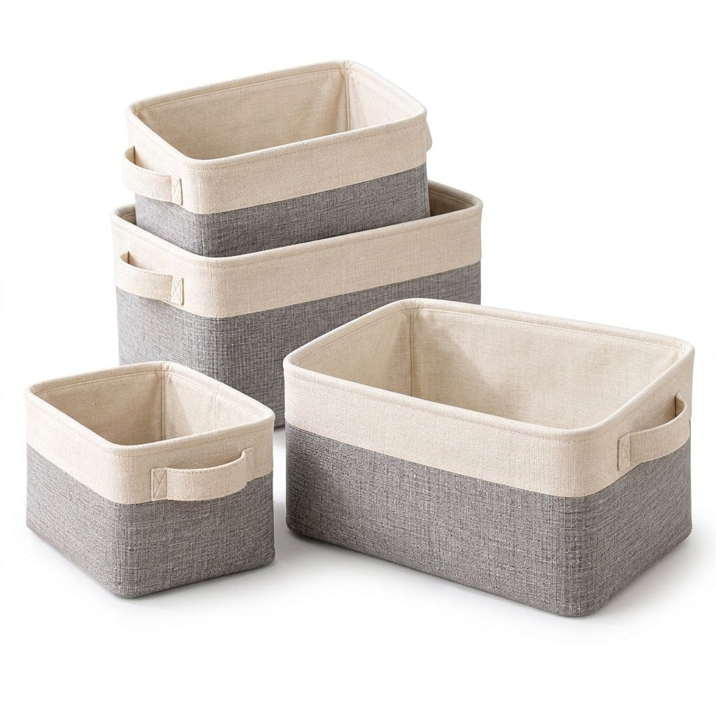 Cream & Gray Fabric Storage Basket Set — view 4