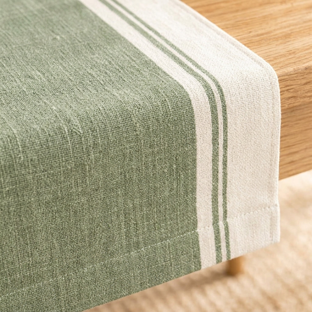 Sage Green Linen-Blend Table Runner — detail 2
