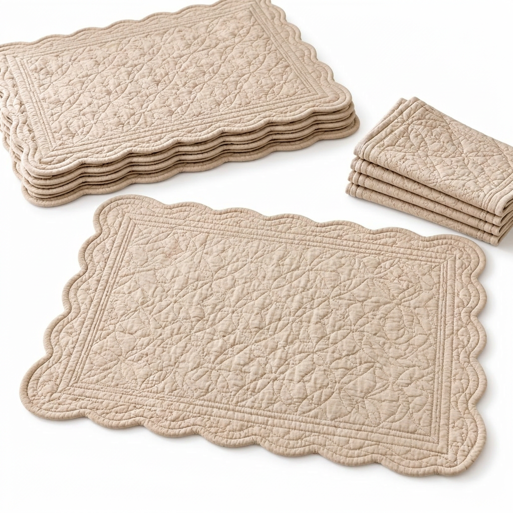 Scalloped Quilted Placemat & Napkin Set — detail 3