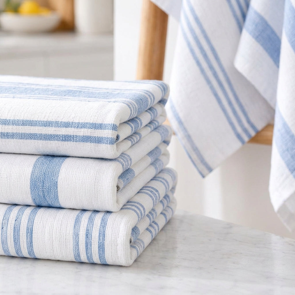 Blue Stripe Cotton Kitchen Towels — detail 2