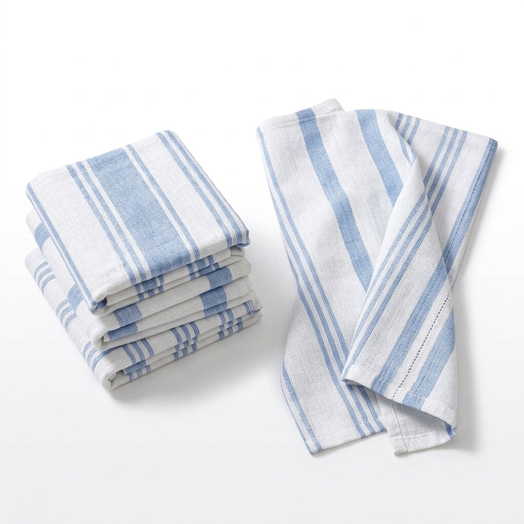 Blue Stripe Cotton Kitchen Towels — detail 3