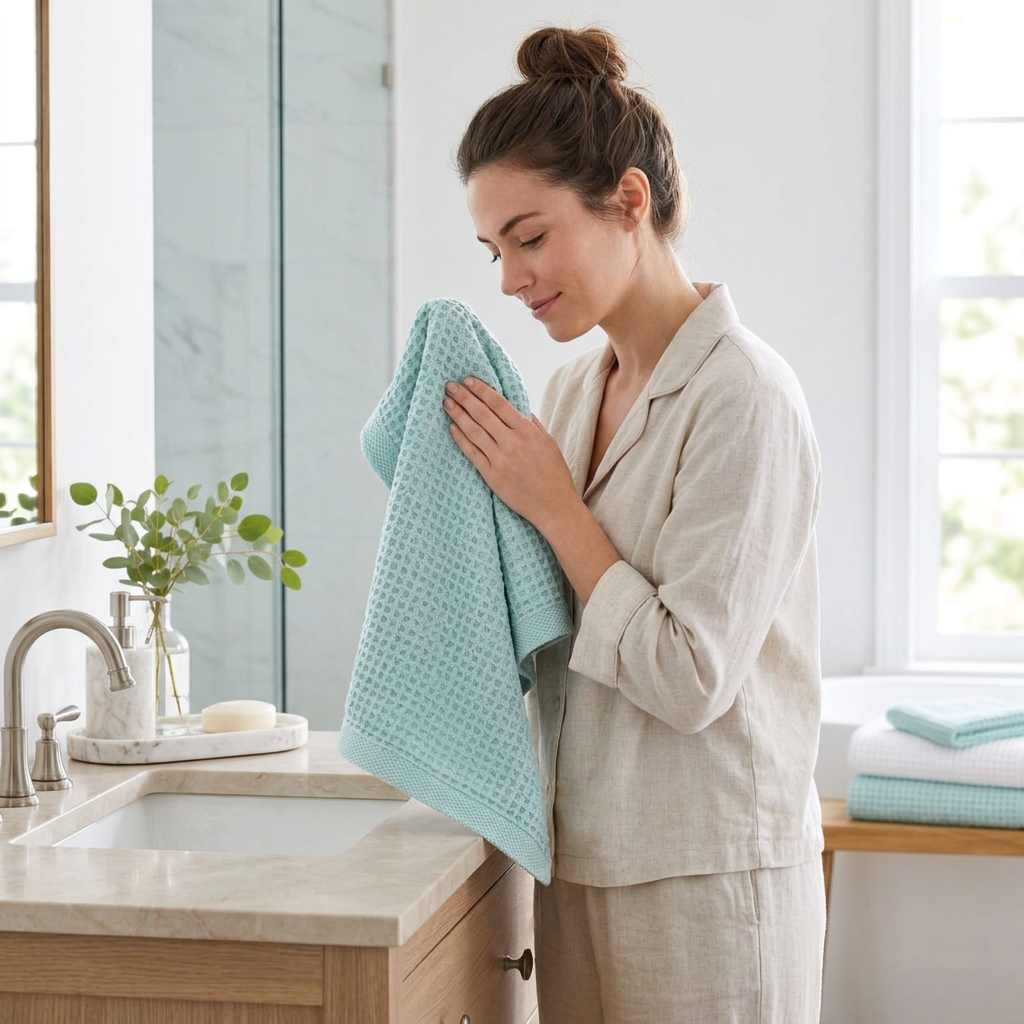 Waffle Weave Bath Towel Set — detail 1