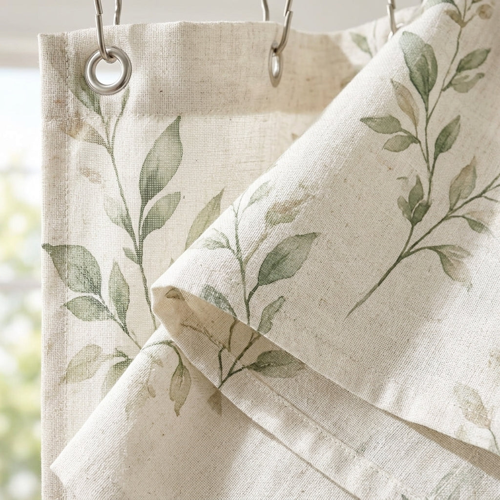 Sage Botanical Fabric Shower Curtain — view 3