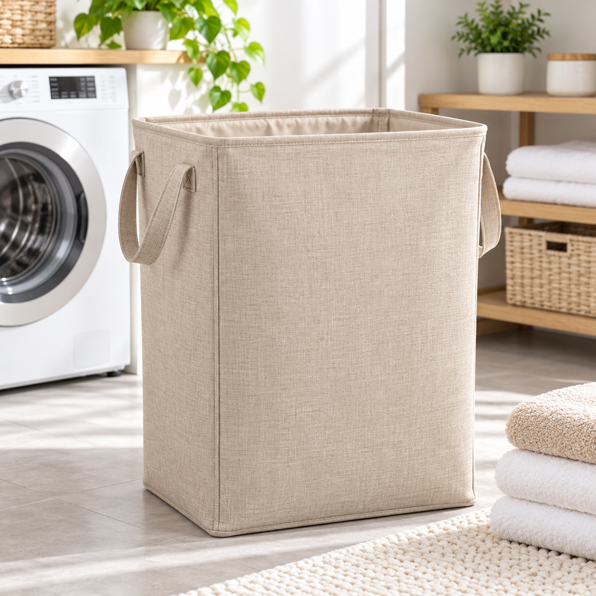 Linen-Style Fabric Laundry Hamper — view 1