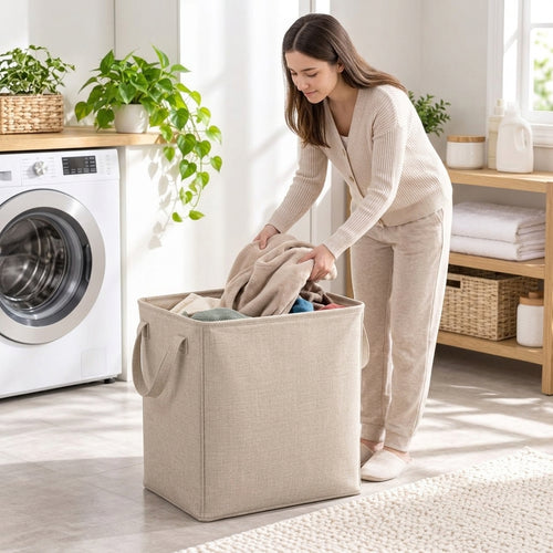 Linen-Style Fabric Laundry Hamper — view 2